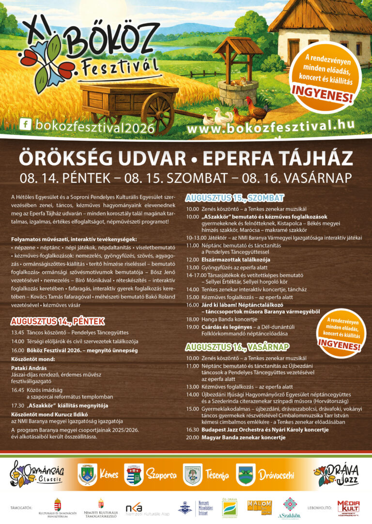 XI bokoz fesztival plakat 2026 egyedi eperfa